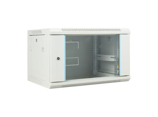 LinkIT Veggskap 19' 6U grå B600xD450xH368 , glass 