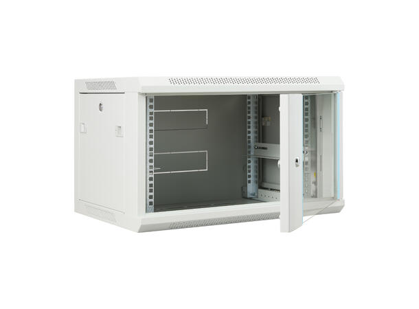 LinkIT Veggskap 19' 6U grå B600xD450xH368 , glass 