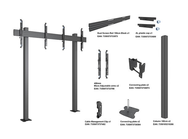 Multibrackets Gulvstativ Pro MBFM2x1U Svart, 600x400, 60Kg, 32"-65" 