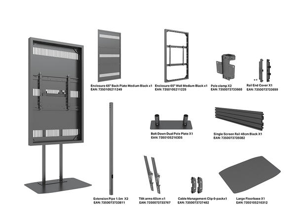 Multibrackets Pro Series - Dual Pole Enc losure 65¨ Floorbase* 