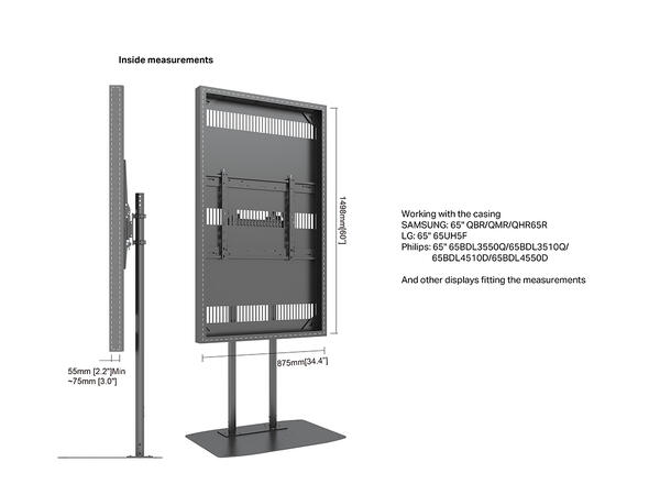 Multibrackets Pro Series - Dual Pole Enc losure 65¨ Floorbase* 
