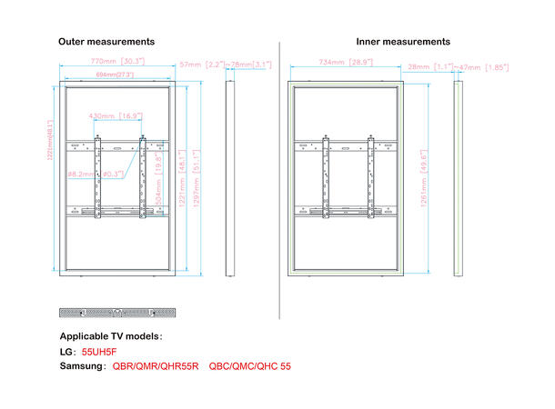 Multibrackets Pro Series - Enclosure 55" Wall Slim Medium White 