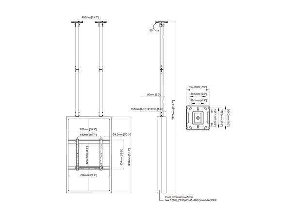 Multibrackets Pro Series - Enclosure Cei ling Mount B2B 55" Medium White 