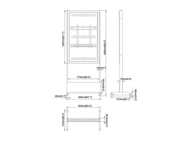 Multibrackets Pro Totem kabinet 55" Totem med hjul 