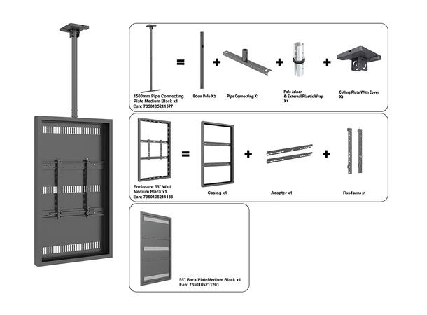 Multibrackets Pro kabinett tak 55" Svart, 600x400, 80Kg 
