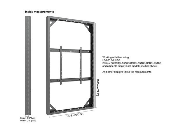Multibrackets Pro kabinett vegg 86" Svart, 80Kg, Vesa 800x600 