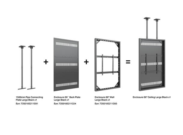 Multibrackets Pro kabinett vegg 86" Svart, 80Kg, Vesa 800x600 