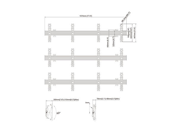 Multibrackets Wallmount Pro MBW2Ux3 Push In Pop Out Black 