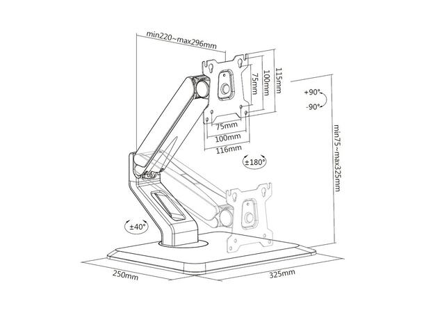 Multibrackets bordstativ Touch Basic Svart, 100x100, 10Kg, 17-32" 