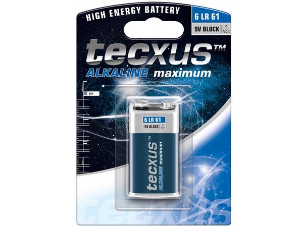 Tecxus Batteri 9V 6LR61  alkalisk Pakke med 1 stk batterier | 9V