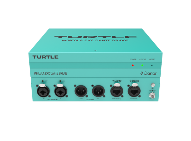 Turtle AV Mineola 2x2 Dante Audio Bridge 2x XLR inputs with 48V Phantom Power 