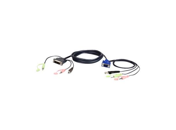 Aten KVM kabel 1.8m 2L-7DX2U USB VGA to DVI-A KVM Cable w Audio