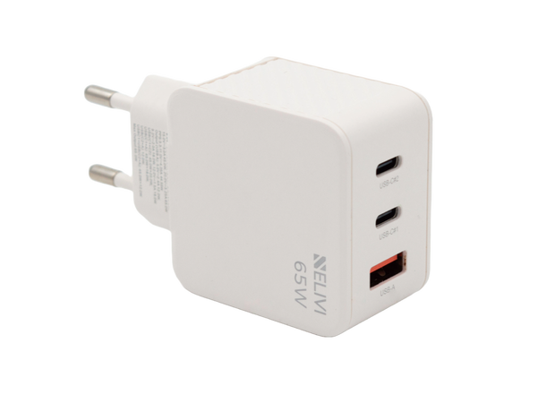 Elivi Solaris Vegglader USB-C +USB A 65W PD3.0 | QC5 | AFC | FCP | Compact Design 