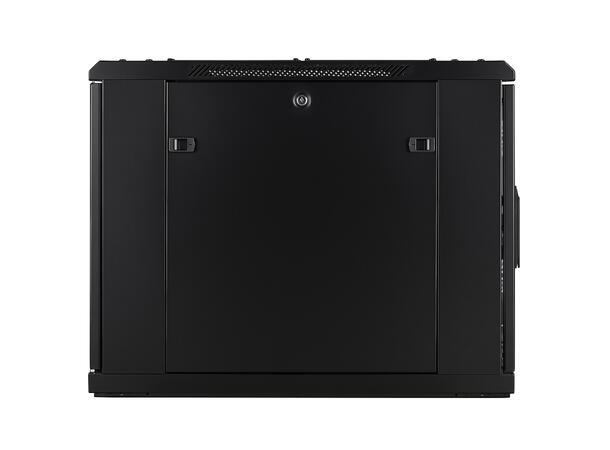 LinkIT Nettverksskap 12U svart B600xD800xH649, glass - perforert 