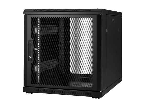 LinkIT Nettverksskap 12U svart B600xD800xH649, glass - perforert 