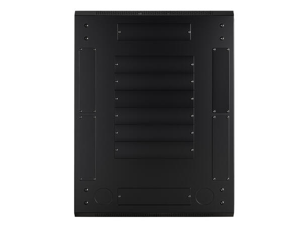 LinkIT Nettverksskap 12U svart B600xD800xH649, glass - perforert 