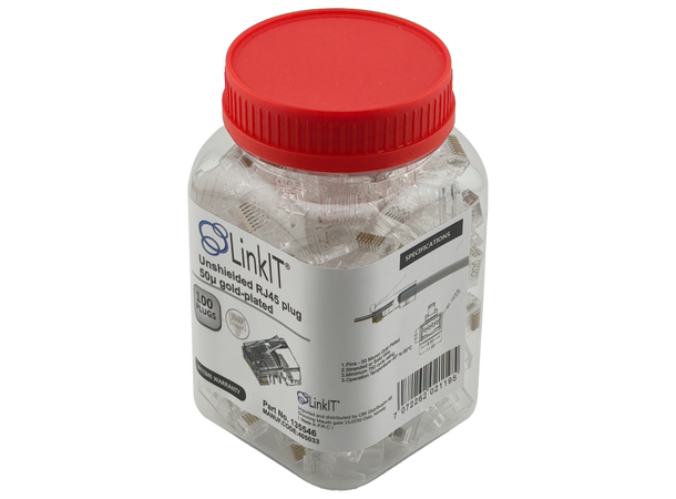 LinkIT Unshielded RJ45 plug 7.0 - 7.5mm 50µ gold-plated | AWG23-26 | 100 pcs 