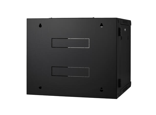 LinkIT Veggskap Hengslet 19' 9U svart B600xD600xH501 , glass - hengslet ramme 