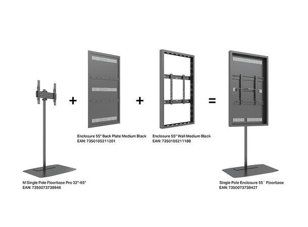 Multibrackets 19M Pro Series - Single Po le Enclosure 55¨ Floorbase* 