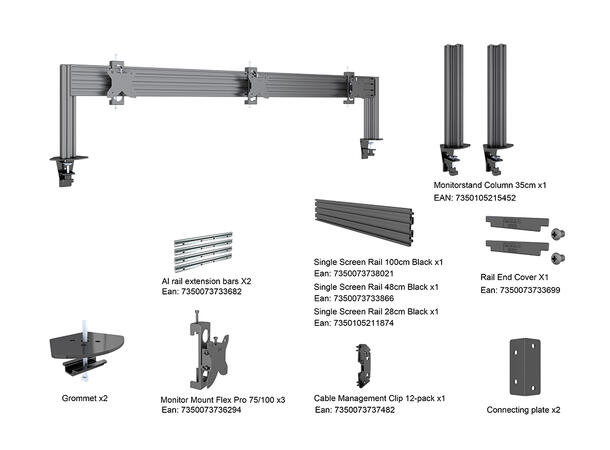 Multibrackets Deskmount Column Pro MBDM3 x1U* 