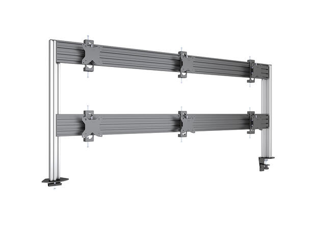 Multibrackets Deskmount Pro MBDM3X2U Sølv. 100x100, 60Kg, 6x 15"-32" 