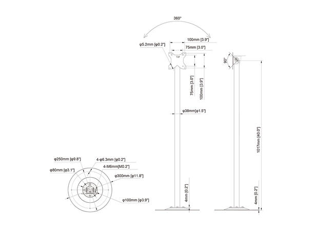 Multibrackets Gulvstativ single QBR13 Svart, 100x100, 10Kg, 7-30" 