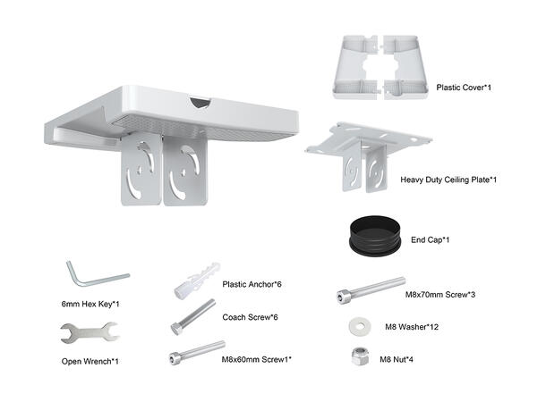 Multibrackets Pro Ceiling Plate 90Kg White 