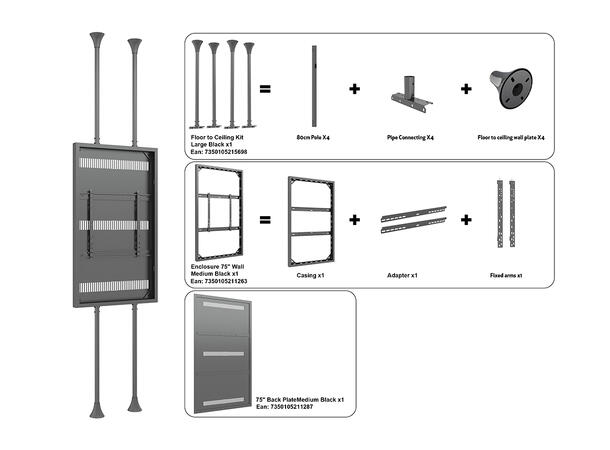 Multibrackets Pro Series - Enclosure 75" Floor to Ceiling Large Black* 