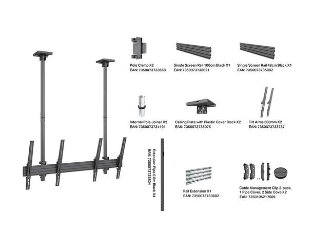 Multibrackets Pro takfeste MBC2UPHD Svart, 2x 600x400, 100 Kg, 155cm, 50-75" 