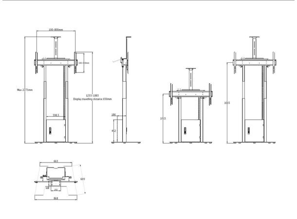 Multibrackets gulvstativ motorisert Flip Hvit,120Kg, Samsung flip 2, WM55R, WM65R 