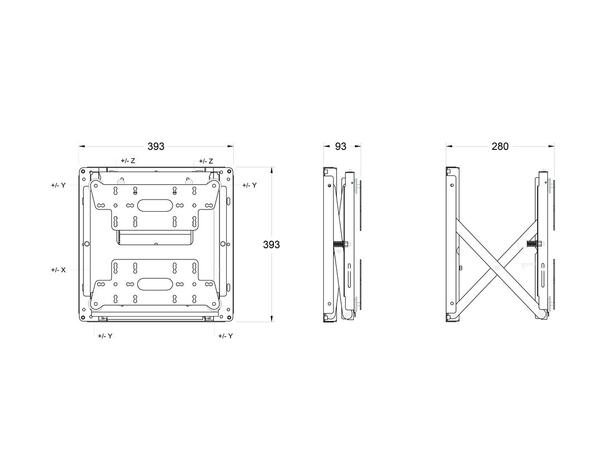 Multibrackets veggfeste Push Small Svart, 200x200, 25Kg 