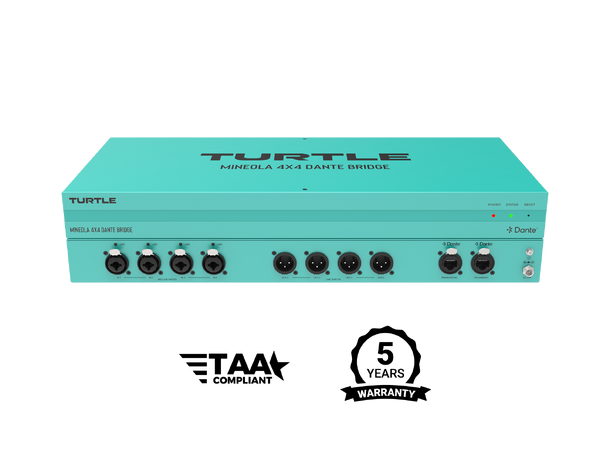 Turtle AV Mineola 4x4 Dante Audio Bridge 8x XLR inputs with 48V Phantom Power 