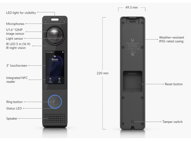 Ubiquiti UniFi G6 Pro Entry IP55 IK07 PoE+ 18W 