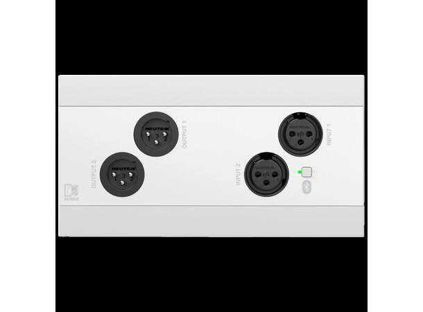 Audac Veggpanel NWP222/W, Hvit Dante™/AES67, 4 x XLR in-/out + BT 