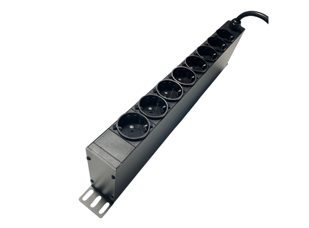 LinkIT 19" Strømskinne 8xCEE 7/4 3m CEE 7/7 | 16A | amperemeter | 1U 