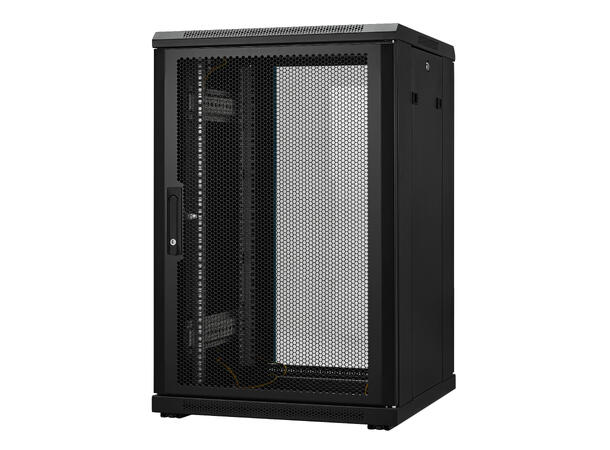 LinkIT Nettverksskap 18U svart B600xD600xH916 , glass - perforert 