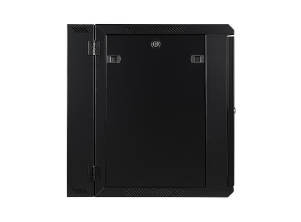 LinkIT Veggskap Hengslet 12U svart B600xD600xH635 , glass - hengslet ramme 