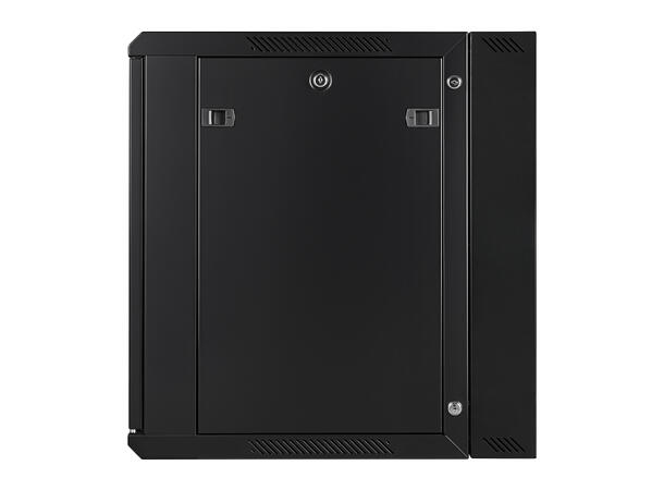 LinkIT Veggskap Hengslet 12U svart B600xD600xH635 , glass - hengslet ramme 