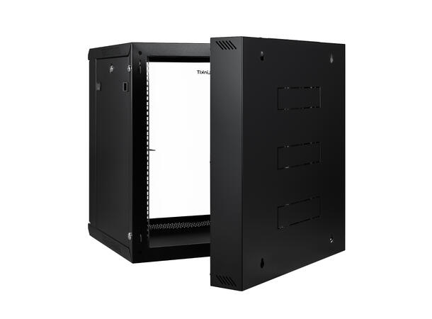 LinkIT Veggskap Hengslet 12U svart B600xD600xH635 , glass - hengslet ramme 