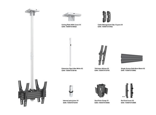 Multibrackets Ceiling Mount Pro MBC1UX2 White VESA 400 
