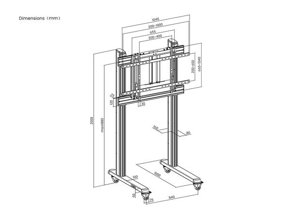 Multibrackets Counterbalanced Floorstand HD 60-90 kg VESA 600-1000* 