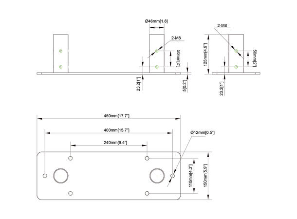 Multibrackets Pro Series - Bolt Down Dua l Pole Plate 