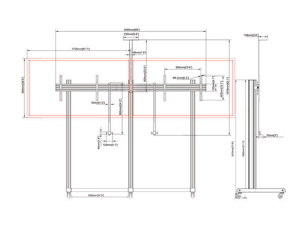 Multibrackets Pro Series - Collaboration Floorstand Side by Side 75" ^ 