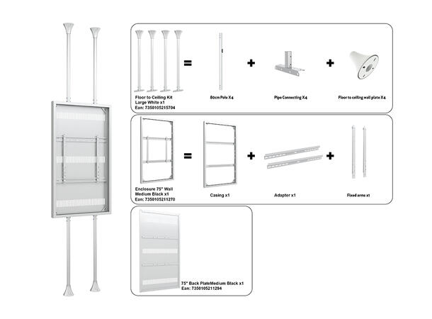 Multibrackets Pro Series - Enclosure 75" Floor to Ceiling Large White* 