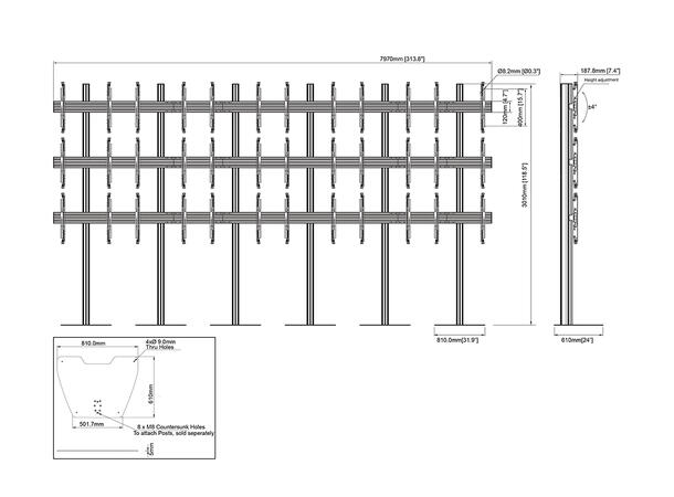 Multibrackets Pro Series - Video Wall St and MBF6x3U 300 Micro Adj* 