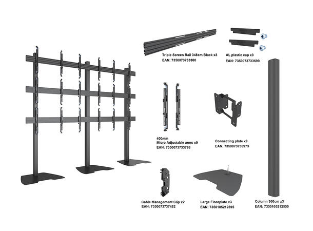 Multibrackets Pro Series Video Wall Stand MBF3x3U 