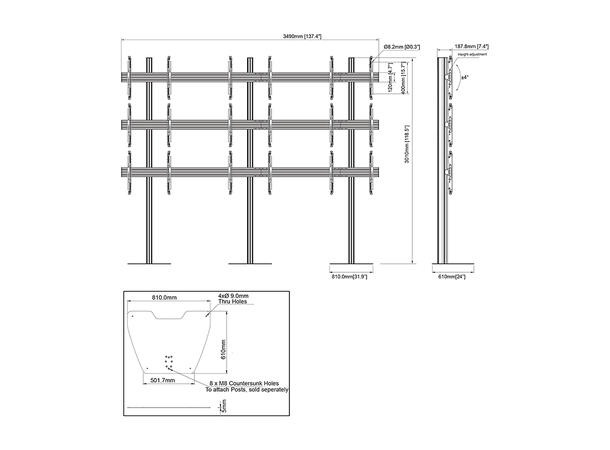 Multibrackets Pro Series Video Wall Stand MBF3x3U 