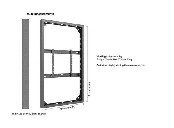 Multibrackets Pro kabinett 65" High Brig Svart, 500x400, 80Kg, Gulv til tak 
