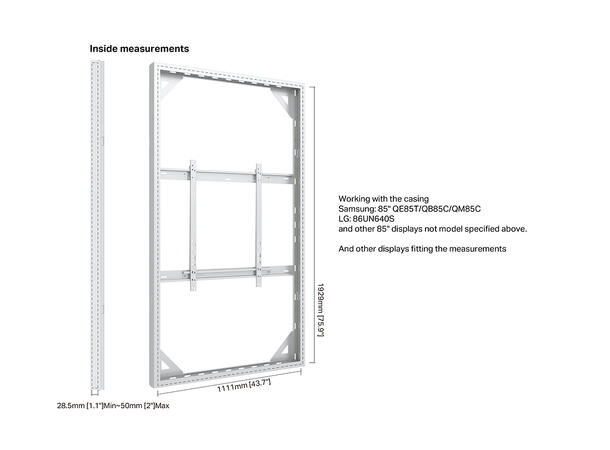 Multibrackets Pro kabinett vegg 85" Hvit, 80Kg, Vesa 800x500 