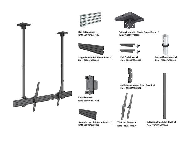 Multibrackets Pro takfeste MBC1USD Svart, 1600x600, 100Kg, 75-120" 